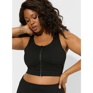 Torrid Black Low-Impact Wireless Zip-Front Active Sports Bra Size 1X